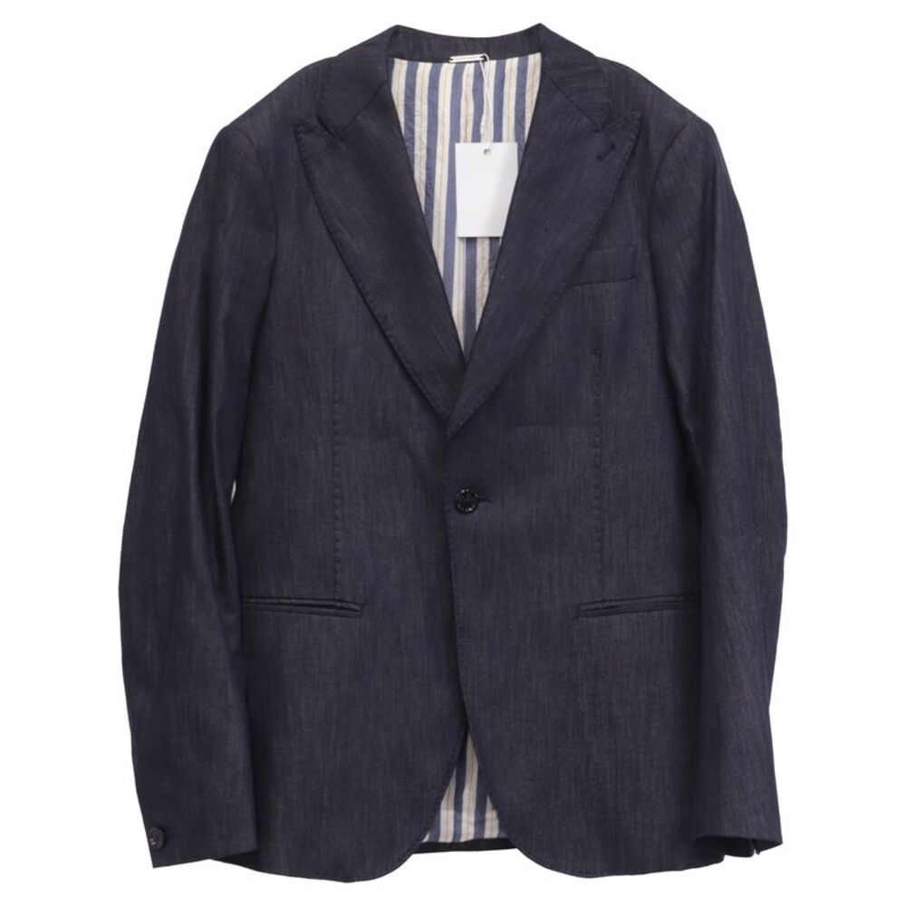 Emporio Armani Single-Breasted Denim Blazer in Blue Cotton